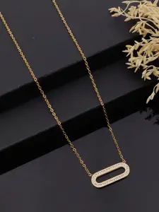 ANJNI CREATION Stainless Steel Gold-Plated AD Studded Aroma Shaped Necklace