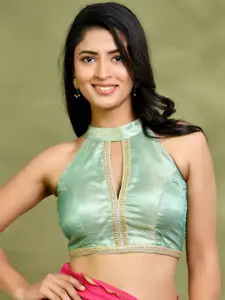 Amodini Designer Studio Band Collar Tissue Sleeveless Padded Blouse