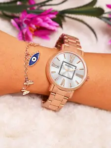 Dressberry Women Round Dial Bracelet Style Strap Analogue Watches Gift Set