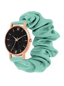 SZN Women Pack Of 5 Scrunchies Dial & Wrap Around Straps Analogue Watch