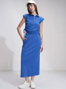 Tokyo Talkies Pure Cotton Shirt Collar Top & Midi Skirt