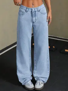 DressBerry Women Comfort Straight Fit High-Rise Light Fade Acid Wash Stretchable Jeans