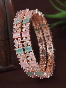 Anouk Set Of 2 Rose Gold-Plated American Diamond Studded Bangle