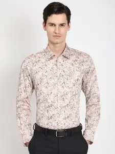 Peter England Men Spread Collar Floral Printed Cotton Formal Shirt