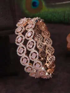 Anouk Set Of 2 Rose Gold-Plated American Diamond Studded Bangles