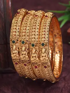 Anouk Set Of 4 Gold-Plated Artificial Stones and Beads StuddedBangles