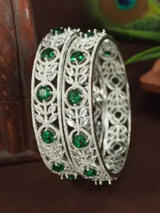 Anouk Set Of 2 Silver-Plated American Diamond Studded Bangles