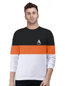 Kroptee Men Colourblocked Round Neck Cotton Sweatshirt
