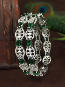 Anouk Set Of 2 Silver-Plated American Diamond Studded Bangles