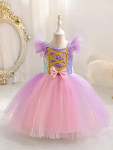 INCLUD Girls Flutter Sleeve Fit & Flare Dress