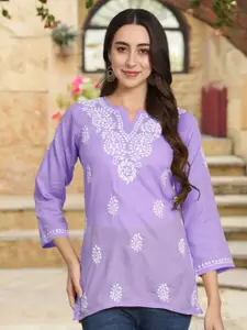 PARAMOUNT CHIKAN Ethnic Motifs Embroidered Chikankari Chikankari Kurti