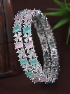 Anouk Set Of 2 Silver-Plated American Diamond Studded Bangles