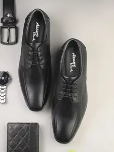 Azzaro Black Men Genuine Leather Formal Derby Shoes