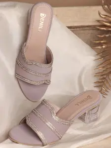 Denill Women Embellished Open Toe Block Sandals