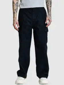 Snitch Men Black Loose Fit Cargo Pants