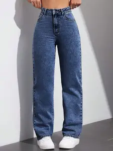 DressBerry Women Comfort Straight Fit High-Rise Light Fade Acid Wash Stretchable Jeans