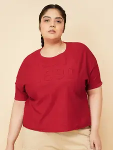 max Women Plus Size Typography Printed Round Neck Cotton T-shirt