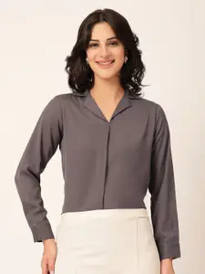 Style Quotient Women Cuban Collar Shirt Style Top
