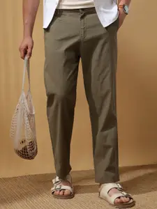 Dennis Lingo Men Solid Straight Fit Trousers