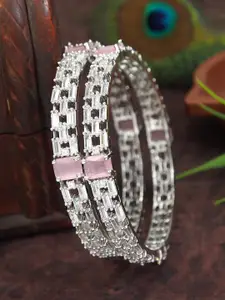Anouk Set Of 2 Silver-Plated American Diamond Studded Bangles