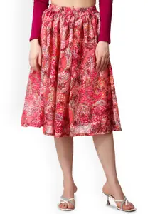 Moda Rapido Women Printed Midi Flared Skirt