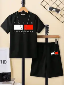 INCLUDBoys Typographic Printed Short Sleeves T-Shirt With Shorts