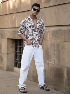 Powerlook Men Cuban Collar Textured Casual Shirt