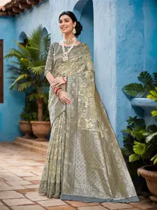 Anouk Floral Woven Design Chanderi Saree