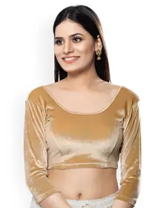 VAMAS - THE DESIGNER BLOUSES Velvet Round Neck Non-Padded Stretchable Saree Blouse