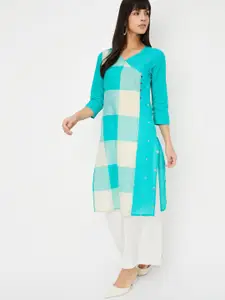 max Geometric Printed V-Neck Pure Cotton Straight Kurta