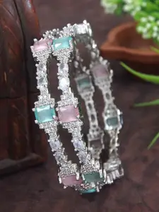 Anouk Set Of 2 Silver-Plated American Diamond Studded Bangles