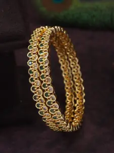 Anouk Set Of 2 Gold-Plated American Diamond Studded Micro Polish Bangles