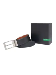 United Colors of Benetton Men Textured Leather Reversible Belt