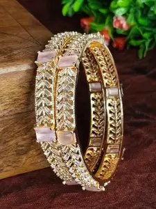 Anouk Set Of 2 Rose Gold-Plated American Diamond Studded Bangles