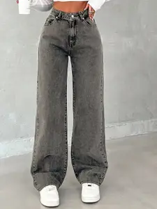 DressBerry Women Comfort Straight Fit High-Rise Light Fade Acid Wash Stretchable Jeans