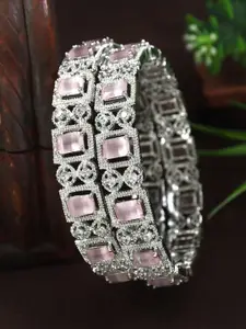 Anouk Set Of 2 Silver-Plated American Diamond Studded Bangles