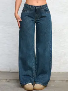 DressBerry Women Comfort Straight Fit High-Rise Light Fade Acid Wash Stretchable Jeans