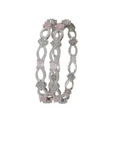 Anouk Set Of 2 Silver-Plated American Diamond Studded Bangles