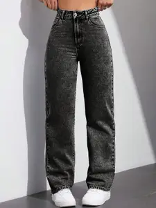 DressBerry Women Comfort Straight Fit High-Rise Light Fade Acid Wash Stretchable Jeans