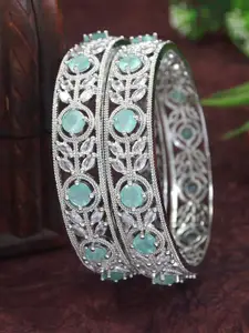 Anouk Set Of 2 Silver-Plated American Diamond Studded Bangles