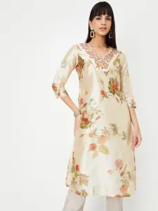 max Floral Printed V-Neck Straight Kurta