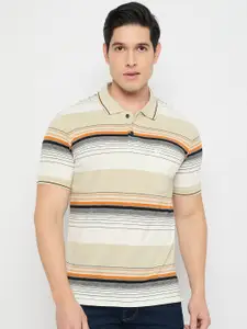 Duke Men Striped Polo Collar Cotton T-shirt