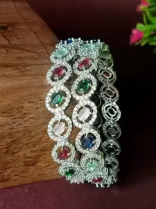 Anouk Set Of 2 Silver-Plated American Diamond Studded Bangles