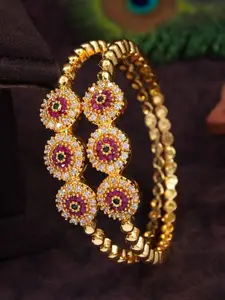 Anouk Set Of 2 Gold-Plated American Diamond Studded Micro Polish Bangles