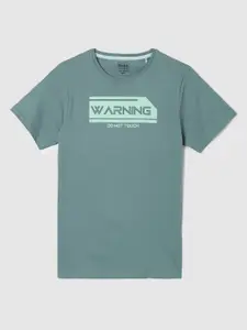 max Boys Typography Printed Round Neck Cotton T-shirt