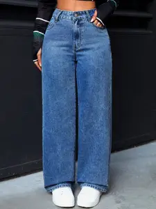 DressBerry Women Comfort Straight Fit High-Rise Light Fade Acid Wash Stretchable Jeans