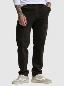 Snitch Men  Olive Relaxed Fit Corduroy Cargo Pants