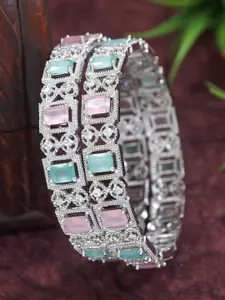 Anouk Set Of 2 Silver-Plated American Diamond Studded Bangles