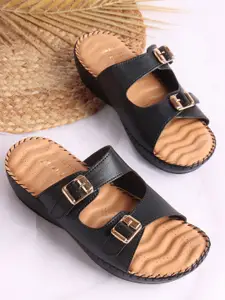 Denill Women Open Toe Wedge Sandals with Buckle
