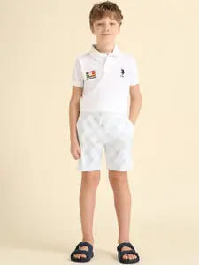 U.S. Polo Assn. Kids Boys Checked Regular Fit Mid-Rise Technology Shorts